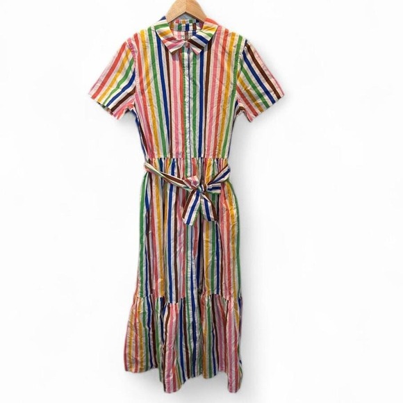 NWT Target Pride Striped Woven Shirt Dress Size Small Colorful Maxi Collared - Picture 2 of 9